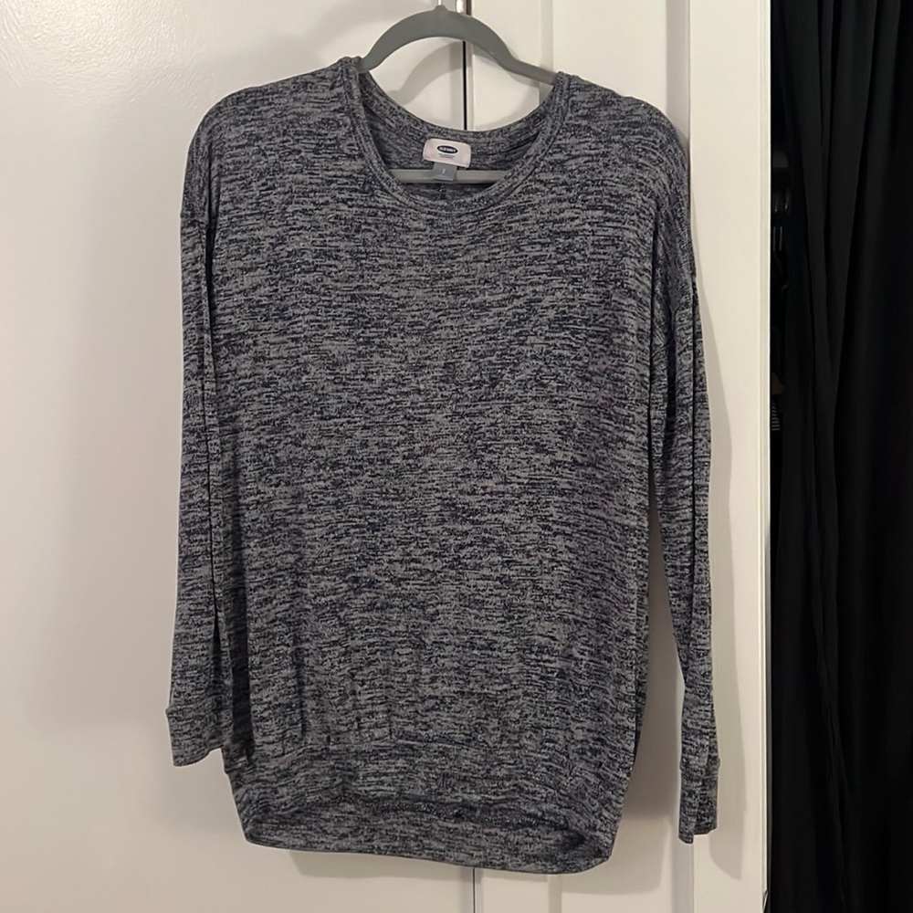 Old Navy Heather Navy Blue Long Sleeve Sweater Material Shirt — Size: S